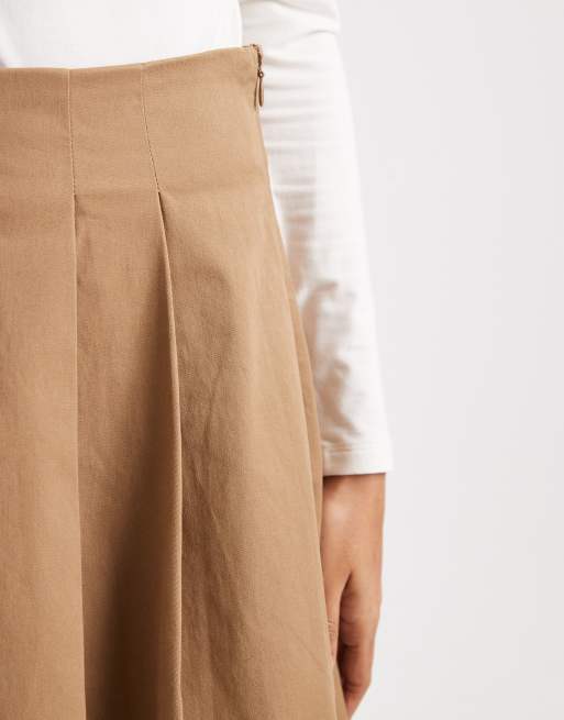 ONLY pleated maxi A-line skirt in camel