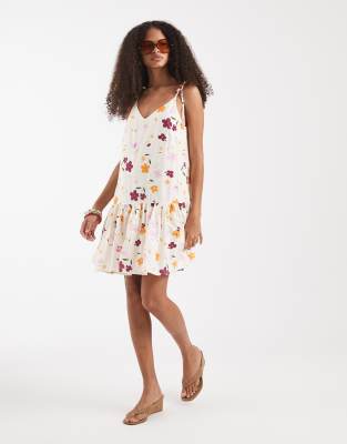 ONLY pleated mini dress in white florals