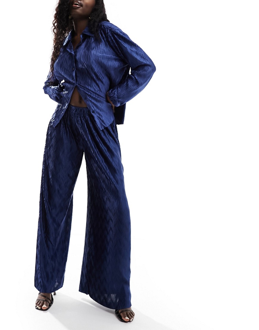 ONLY plisse trouser co-ord in metallic blue