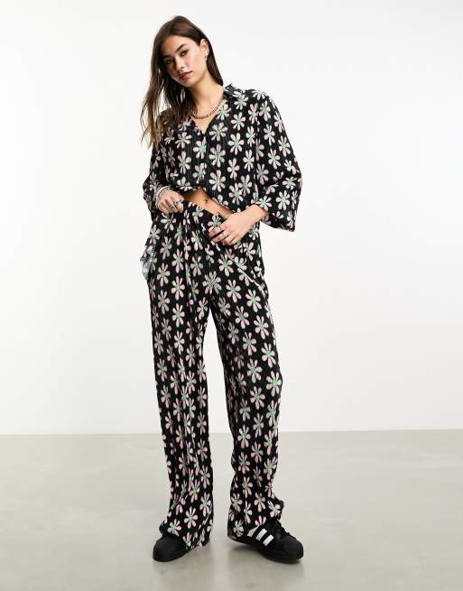 Pink 4-Piece Multi-Floral Print Pyjama Set