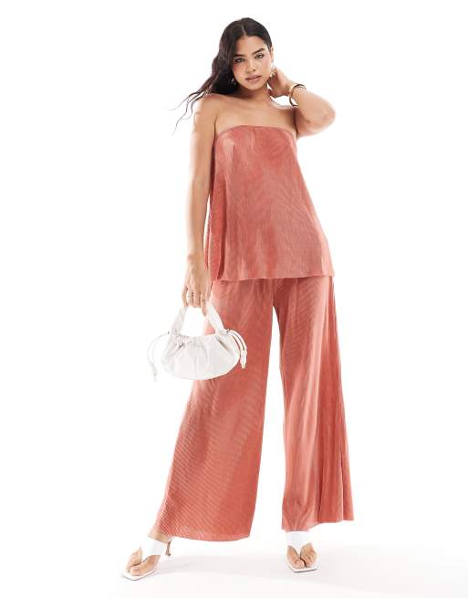 ONLY – Plissiertes Set in Altrosa