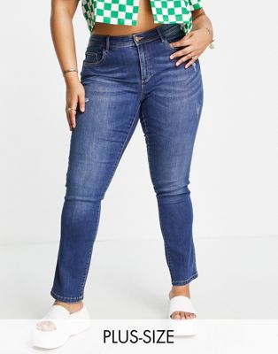 Only Plus Carlauw life regular slim fit jeans in medium blue denim