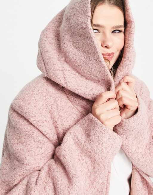 Pink wool coat with hood online