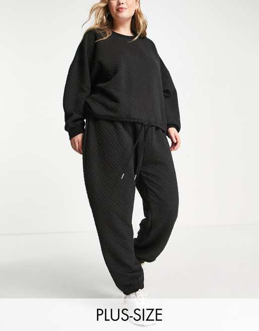 Only - Plus - Joggingbroek met hoge taille in zwart