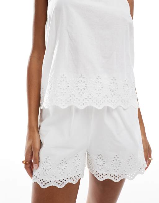 ONLY pointelle detail cami top co-ord in white, 2 of 4
