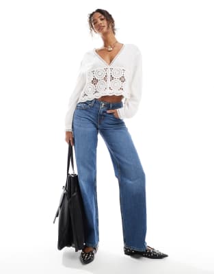 ONLY POINTELLE DETAILS CROPPED BLOUSE 