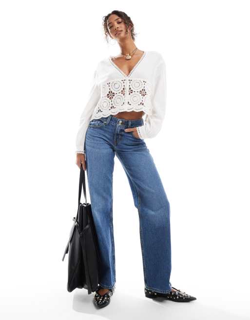 ONLY pointelle details cropped blouse in white, 2 of 4