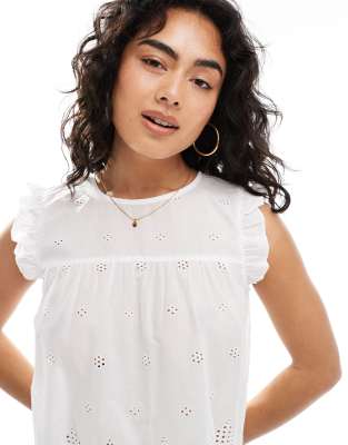 Only Pointelle Frill Sleeves Top