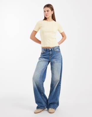 Only Pointelle Lettuce Edge Top In Multi