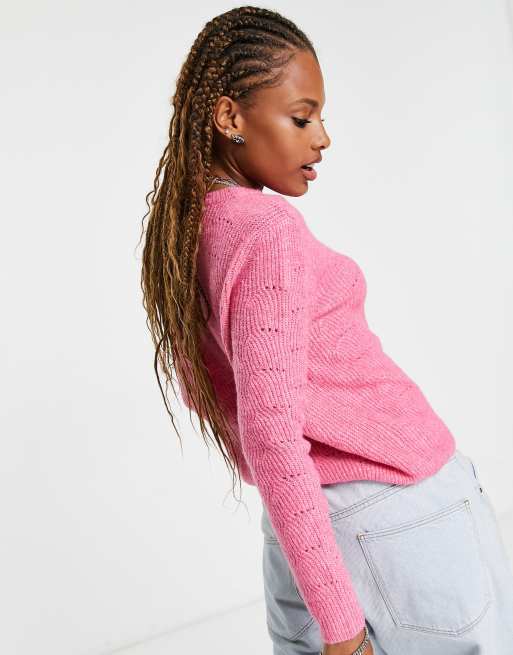 Pink pointelle jumper sale