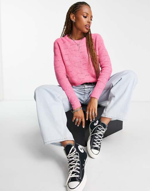 Pink shop pointelle sweater