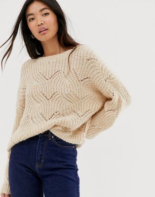Only pointelle sweater in beige | ASOS