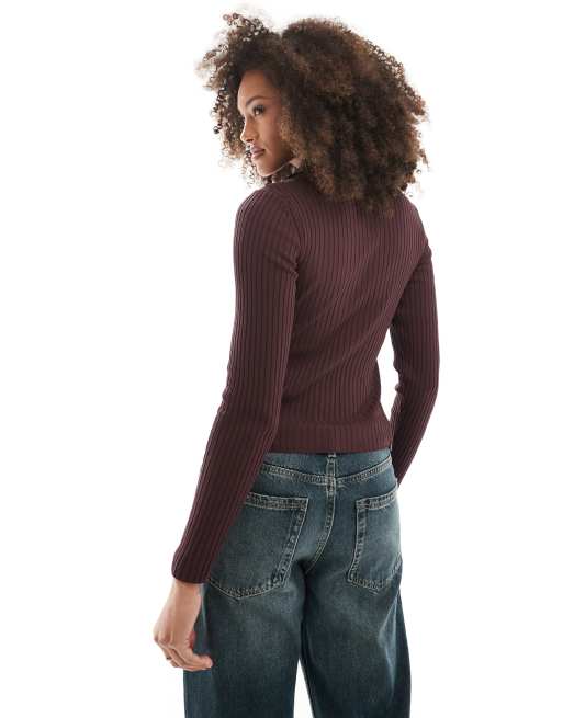 ONLY - Polo bordeaux a coste, 4 di 4