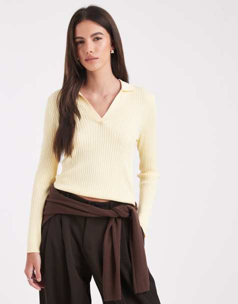 Only - Polo giallo latticello con scollo a V - view 1