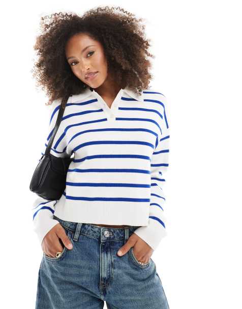 ONLY polo in blue and white stripes - view 1