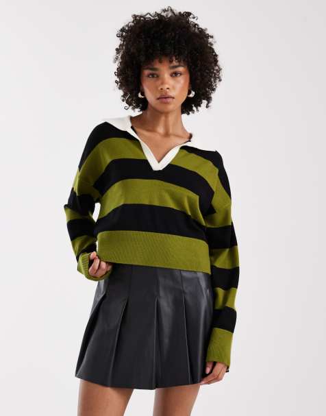 ONLY - Polo in maglia verde a righe - view 1