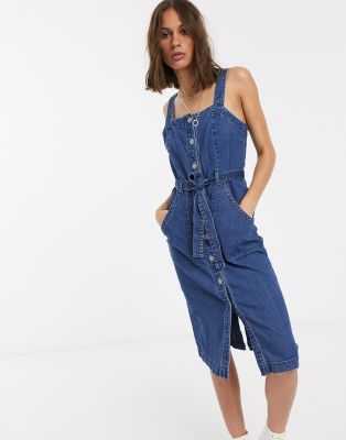 denim popper dress