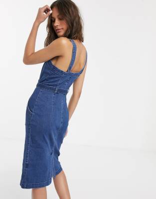 denim popper dress