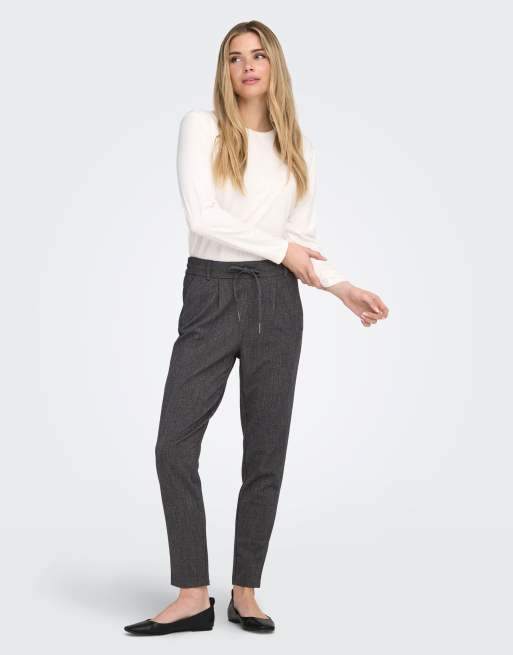 ONLY Poptrash-elise pantalones de talle medio en gris oscuro jaspeado, 3 de 7