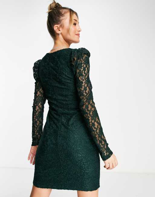 Green lace sale dress long