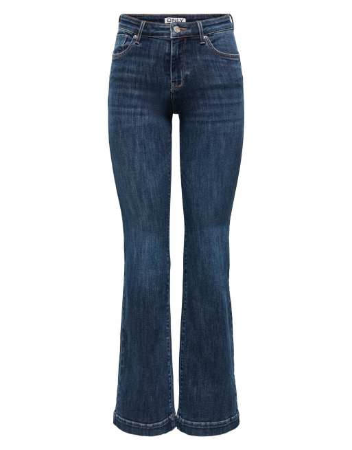 ONLY Power Jeans mit mittelhohem Bund, ausgestelltem Bein und Push-up-Effekt in blauem Denim, 6 von 7