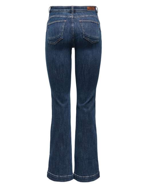 ONLY Power Jeans mit mittelhohem Bund, ausgestelltem Bein und Push-up-Effekt in blauem Denim, 7 von 7