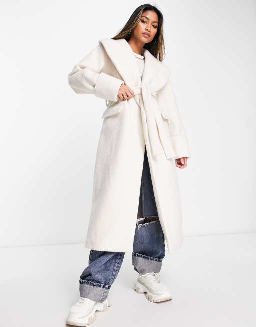 only manteau long en bouclette avec capuche