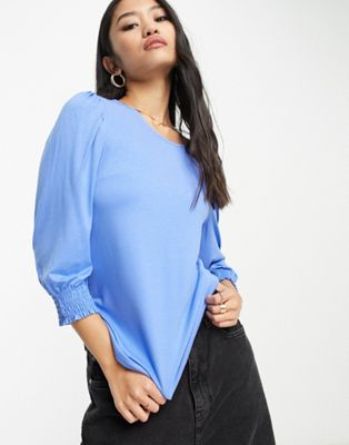 Only puff sleeve blouse in blue