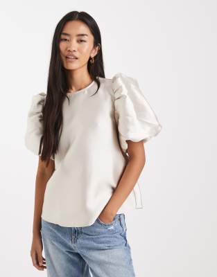 ONLY puff sleeve woven top in gold