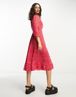 Zara red polka dot midi clearance dress