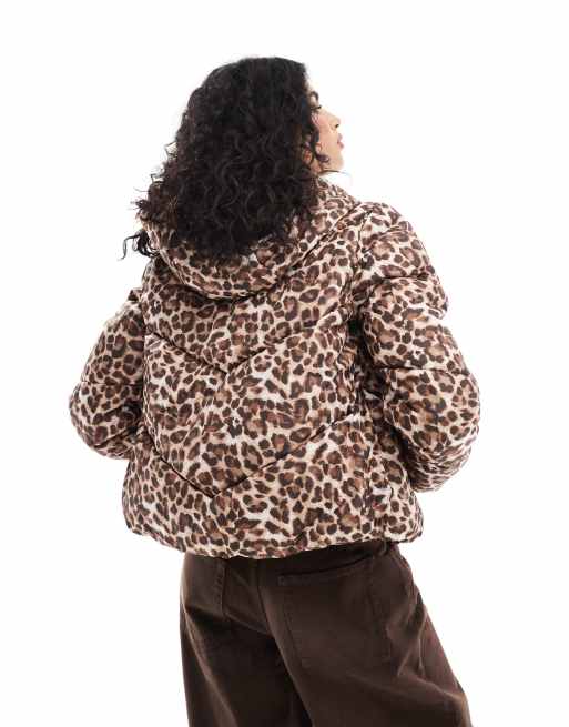 ONLY puffer jacket in leopard print ASOS
