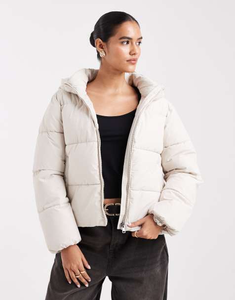 ONLY puffer jacket with hood in stone - view 1
