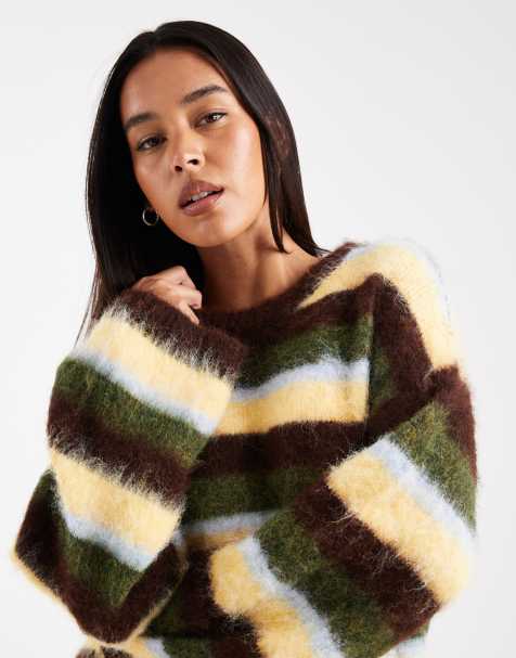 ONLY - Pull col rond avec rayures - Vert - view 1