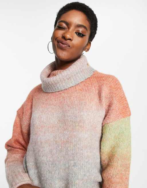 Only Pull col roulé Pastel dégradé ASOS
