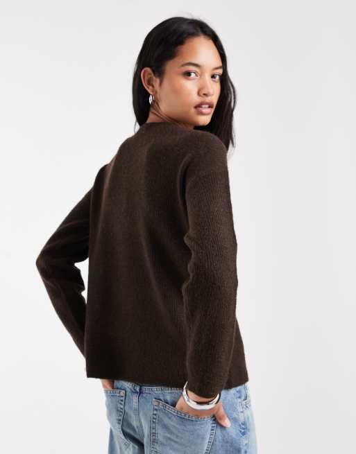 ONLY pull col V ample marron foncé, 4 de 4