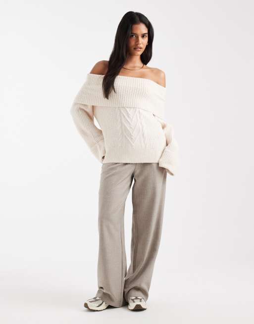 ONLY - Pull en maille à épaules dénudées - Crème, 2 de 4