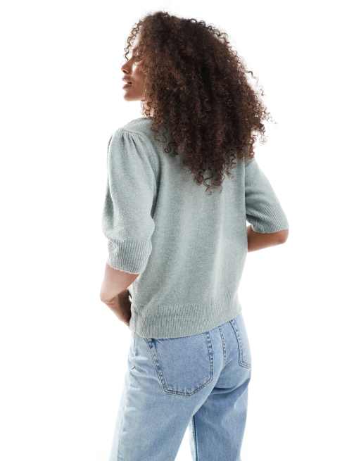 ONLY - Pull en maille à manches 3/4 - Vert , 4 de 4