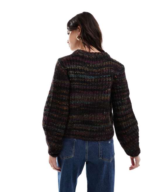 ONLY - Pull en maille teinte par sections - Noir multicolore  , 2 de 4