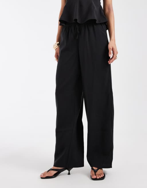 ONLY pull on wide leg trousers co-ord in black, 3 of 5