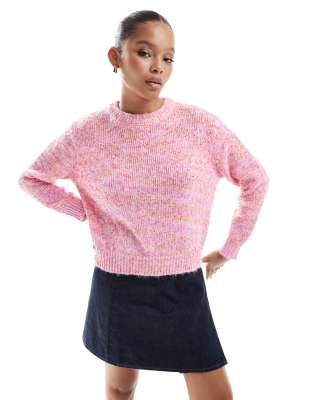 Only - Pullover in Rosa meliert mit Rundhalsausschnitt