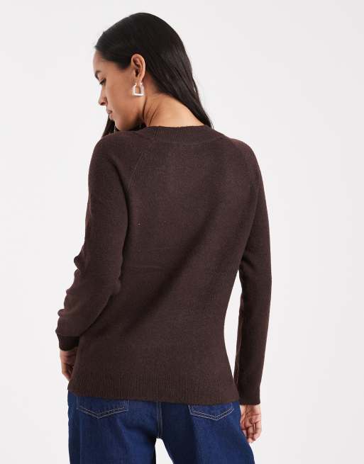 ONLY – Pullover in Schokobraun mit Rundhalsausschnitt, 3 von 4