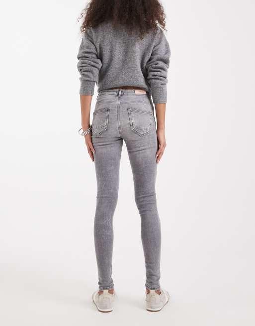 ONLY - Push-up skinny jeans in grijs met wassing, 2 van 5