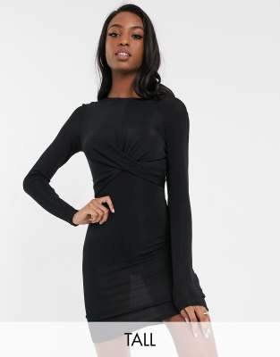 Only Queen long sleeve glitter bodycon dress with knot front ASOS