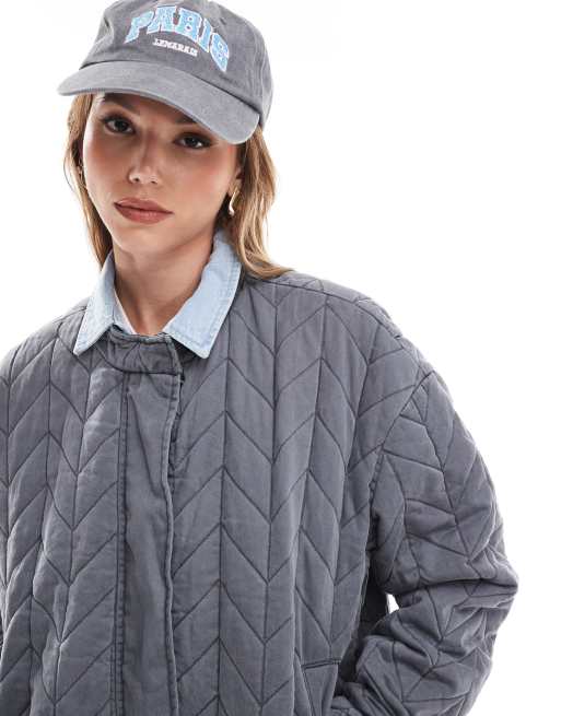 ONLY quilted bomber jacket in washed gray | ASOS