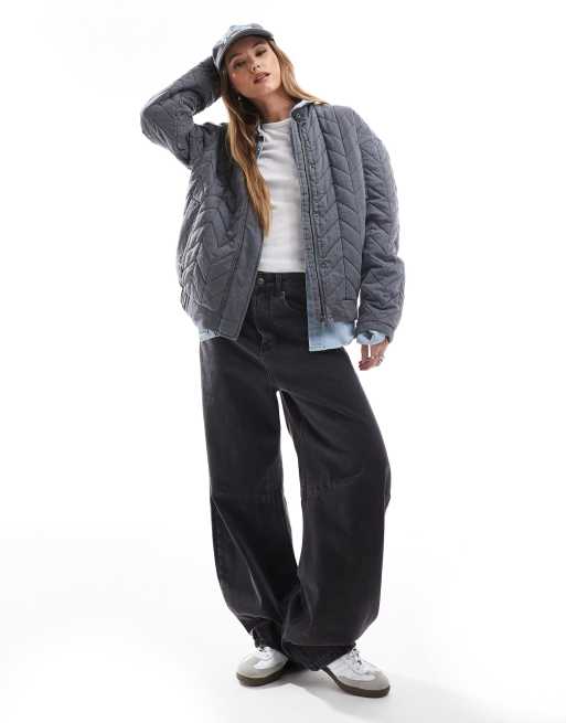 ONLY quilted bomber jacket in washed grey