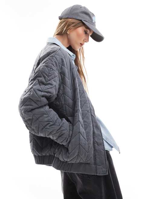 ONLY quilted bomber jacket in washed grey