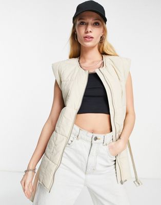 Only quilted gilet in cream  - ASOS Price Checker