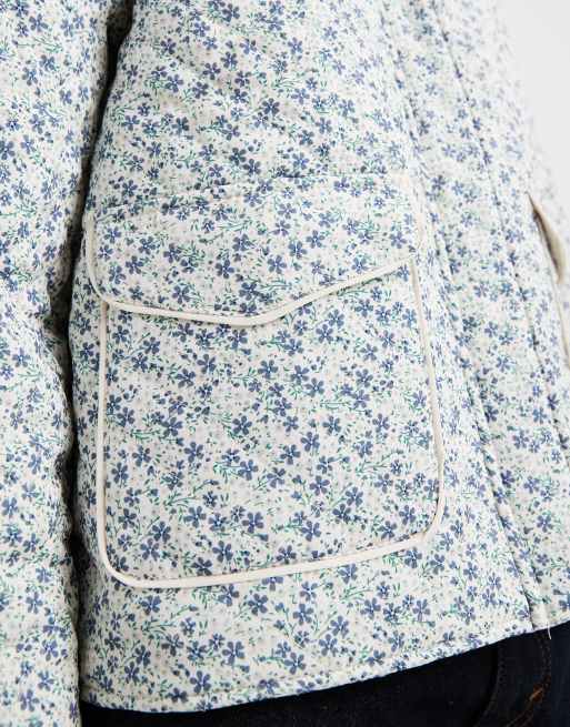 ONLY quilted jacket in blue floral print, 4 of 4