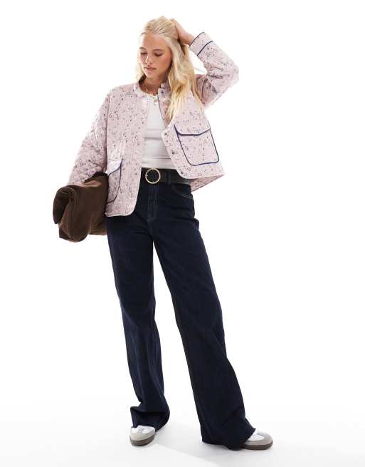 ONLY quilted jacket in pink floral print