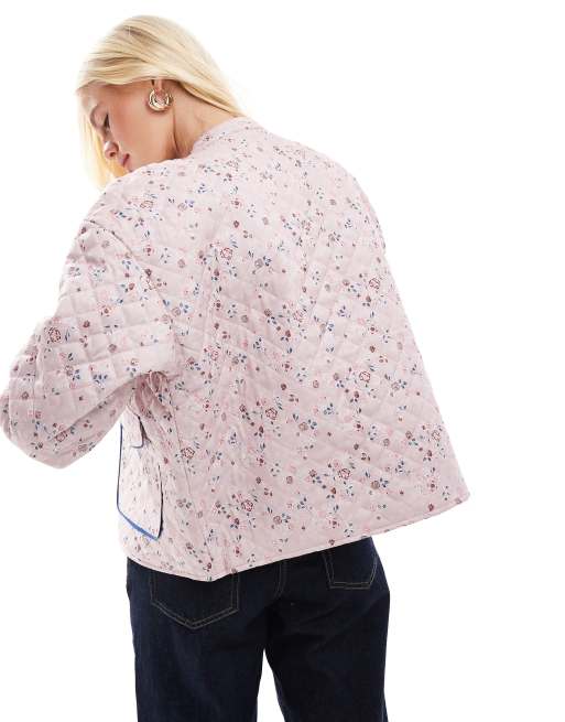 ONLY quilted jacket in pink floral print